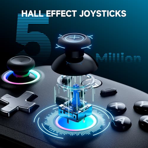 ECHTPower PC Gaming Controller–Wireless for PC with Hall-Effect Joysticks, 1000Hz Polling Rate, No Drift, Turbo & Vibration, Compatible with Windows/Switch/iOS/Android/Steam –Place & Charge Dock - Image 3