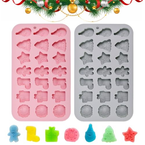 ADERTOS 2PCS Moule Gateau Silicone de Noel Moule à Chocolat de Noël en Silicone, 21 Cavités, Moules de Cuisson de Noëls Moules à Pâtisserie en Silicones...