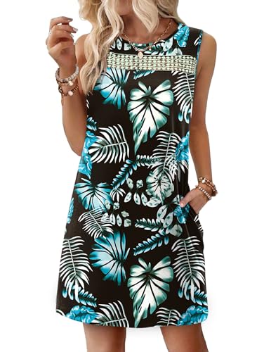 Image of WIHOLL Summer Dresses for Women 2026 Beach Vacation Spring Fashion Clothing Lace Mini Tank Dress with Pockets