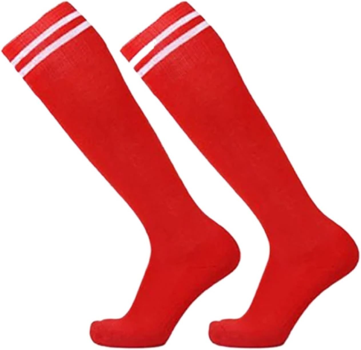 Soccer Socks 4pairs Adult Football Sock Wear-resistant Sport Long Sock Over Knee High Baseball Hockey Socks(Orange,L(39-44))