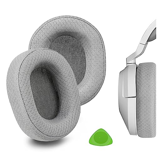 Almohadillas de repuesto para auriculares Geekria Comfort Mesh Fabric para Corsair HS65, HS55, color gris