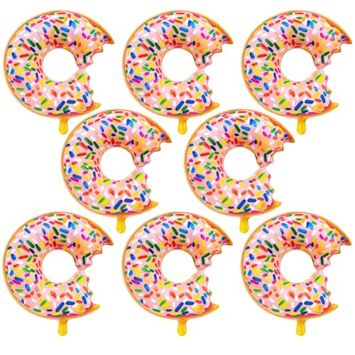 8Pcs Donut Balloons Large Inflatable Donut Decorations for Parties Candy Themed Balloon Arch Kits for Birthday Celebrations Gender Reveal Events and Graduation Party Supplies