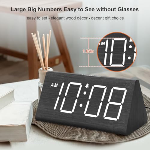 image for DreamSky Wooden Digital Alarm Clocks for Bedrooms - Electric Desk Cloc