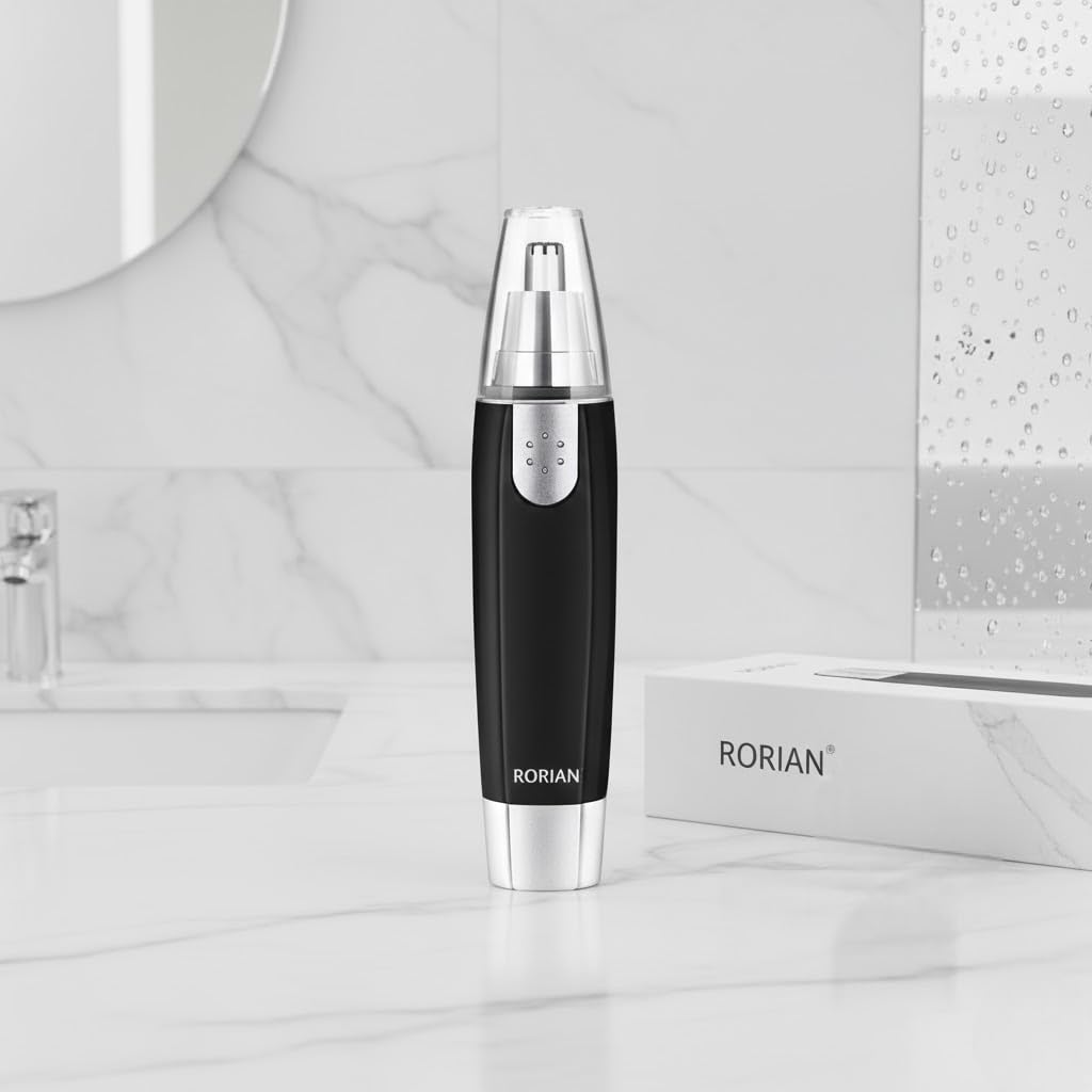 RORIAN 3-in-1 Nose, Ear & Eyebrow Hair Trimmer for Men & Women – Waterproof, Painless Facial Hair Remover with Dual-Edge Blades – Compact, Battery-Operated Grooming Tool (Black) (POWER CELL (AA) BATTERY INCLUDED)-image-10
