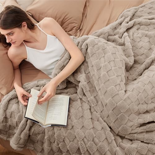 Bedsure GentleSoft California King Blanket for Bed - Super Soft Cozy Blankets for Women Men Girls, Large Fuzzy Fleece Throw for Bedroom Decor, Light Taupe, 102x96 Inches