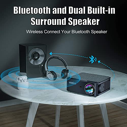 5G Wifi Bluetooth 5.2 4K Projector, Wimius Newest K1 Outdoor Video Projector Native 1080P 60Hz Projector Support 4P/4D Keystone, Zoom 500" Screen Ppt 200,000H Works With Pc Dvd Ps5 Smartphones #TOP2