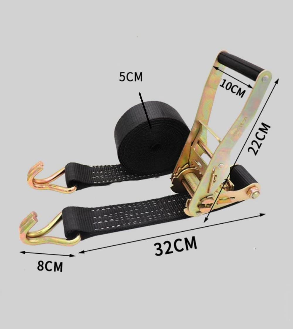 Correas de amarre con ganchos para cinturón de remolque, correa de tensor, cinturón de carga para automóvil, tensor de camión, doble gancho de 19 mm de grosor, 6 m
