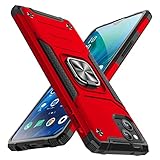 CQTMYWL 対応 iphone14 用の ケース リング 耐衝撃 カバー 薄型 米軍MIL規格 衝撃吸収 指紋防止TPU+PC材質 滑り止め リング付き車載ホルダー対応 落下防止 スタンド機能 傷つけ防止 全面保護 一体型 カバー 赤Q08004-ip14-06