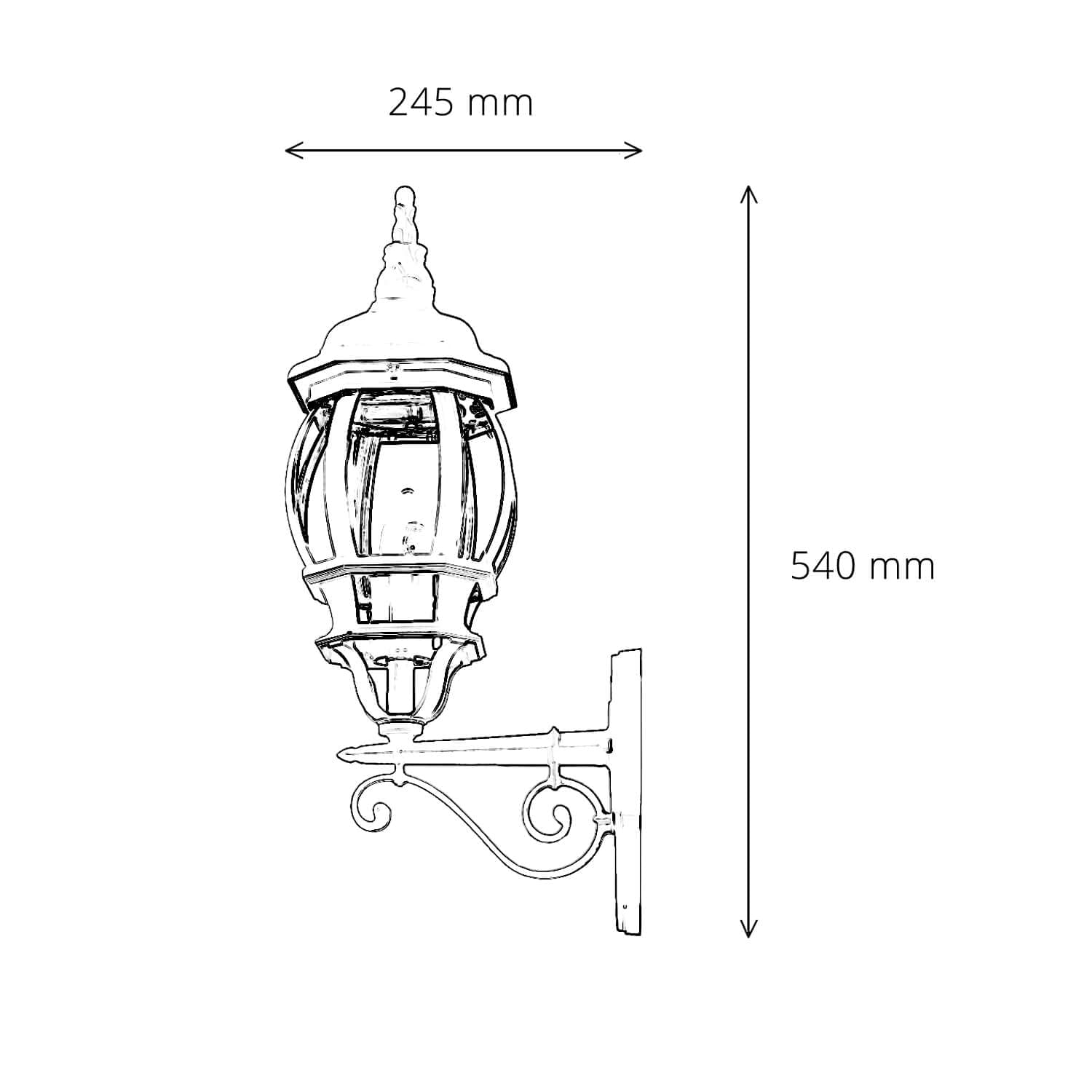 Lampada da parete esterna Brest a forma di lanterna con braccio bianco oro stile rustico retrò E27 IP44 ideale per giardino, terrazzo, cortile