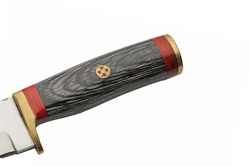 Miniatura 4 de SZCO Supplies Cuchillo de caza para exteriores con mango de madera negra de 7.25 pulgadas con funda de cuero