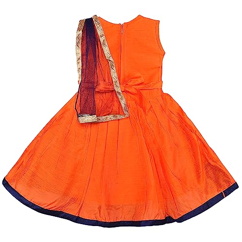 Image of Wish Karo Girls' Ethnic Lehenga Choli Dress with Dupatta - Pink & Green Traditional