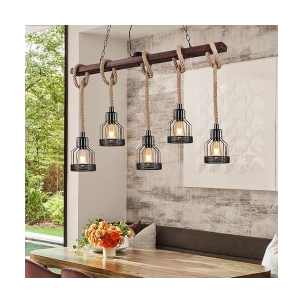   5-Lights-Industrial-Wooden-Vintage-Pendant-Lamp-Metal-Chandelier-Retro-Ceiling-Light-Farmhouse-Hanging-LightingHeight-Adjustable-Fixture-Height-Adjustable-Fixture-for-Pool-Table-Kitchen-Island-Bar