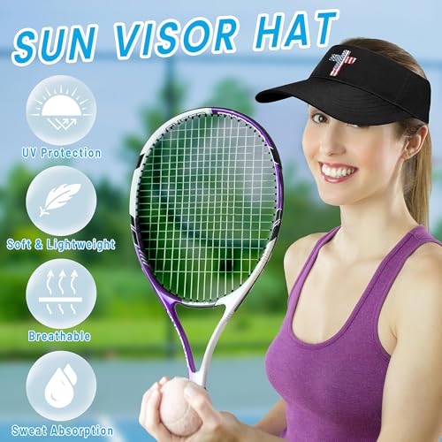 Image of Visors Hat for Women Sun Hat for Men Empty Top Black Running Visors Comfortable UV Protection Sun Visor for Travel Cycling