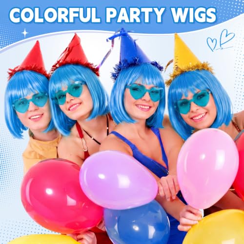 Image of Chunyin 2 Pieces Party Wigs and Sunglasses Set, Sky Blue