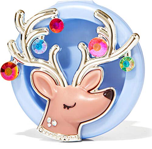 Car Fragrance Holder compatible with White Barn Candle Company Bath and Body Works Scentportable Car Fragrance Refills - Many Styles! (Festive Reindeer Visor Clip)