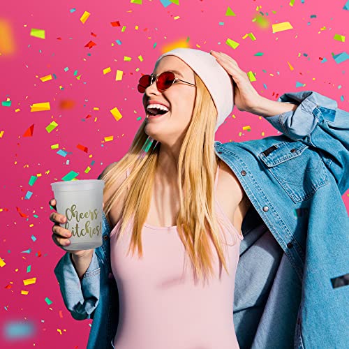Cheers Bitches! Party Cups, 16Oz - Set Of 12 Perfect Birthday Party Cups, Bachelorette Party Cups Or Any Occasion (Clear) #TOP5