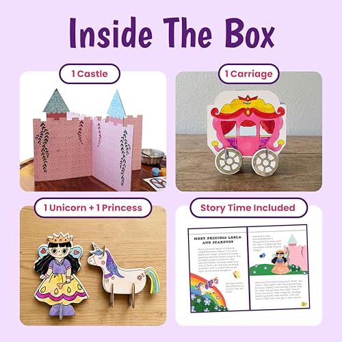 Image of The Curious Bees - Fairytale Craftivity Box for Kids (Age 4+) | DIY Princess, Unicorn & Castle Craft Kit | Build, Decorate & Play Story Set | Creative Activity Toy for Girls & Boys | BIS Approved | Made in India
