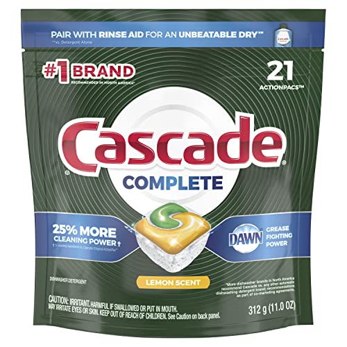 Cascade Complete ActionPacs, Dishwasher Detergent Pods, Lemon, 21 Count - image 1