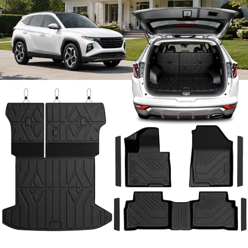 SSESS TPE Floor Mats Set for Hyundai Tucson 2026 2025 2024 2023 2022 All Weather TPE Custom Fit Floor Liners & Cargo Liner & Backrest Mats (Not for Hybrid)