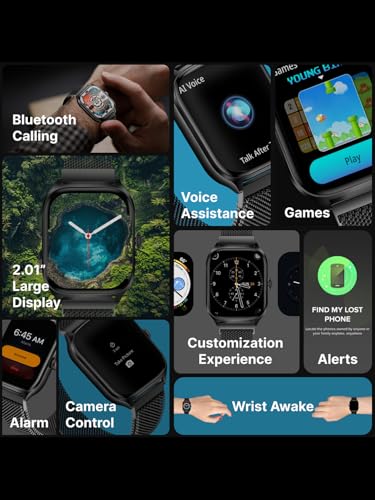 Image of TIMEX iConnect Calling Max 2.01 inch(5.1cm) Display with Functional Crown and BT Calling Smartwatch for Unisex - TWIXW1303T