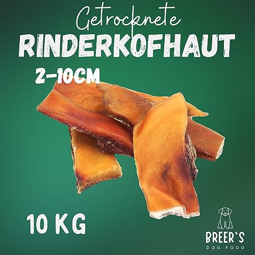 BREERs getrocknete Rinderkopfhaut für Hunde 10cm, 10kg Belohnung-Snack getreidefrei, Deutsche Herstellung, Leckerli Hundekauartikel Kauartikel große Hunde