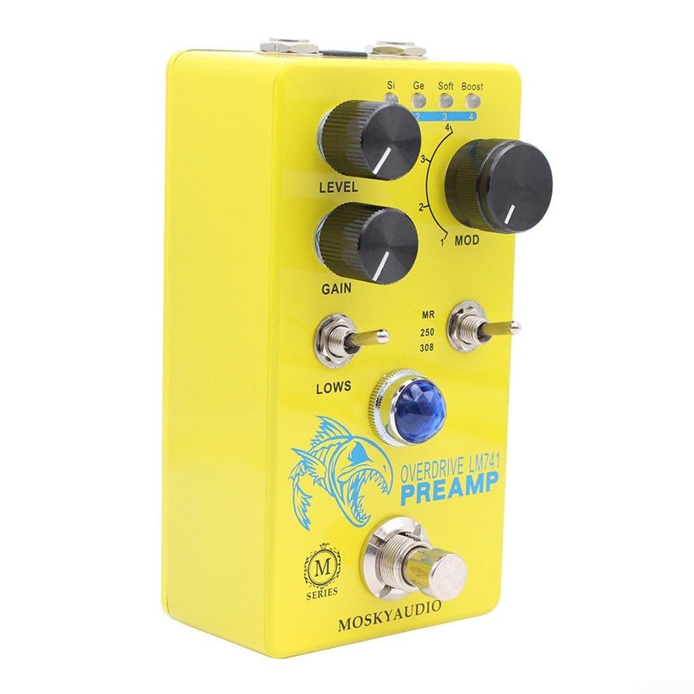Pedale di distorsione per chitarra elettrica per mosky Overdrive Preamp 4 impostazioni Tone Shape Button Switch Modern Drive Sound Stage Studio 300g