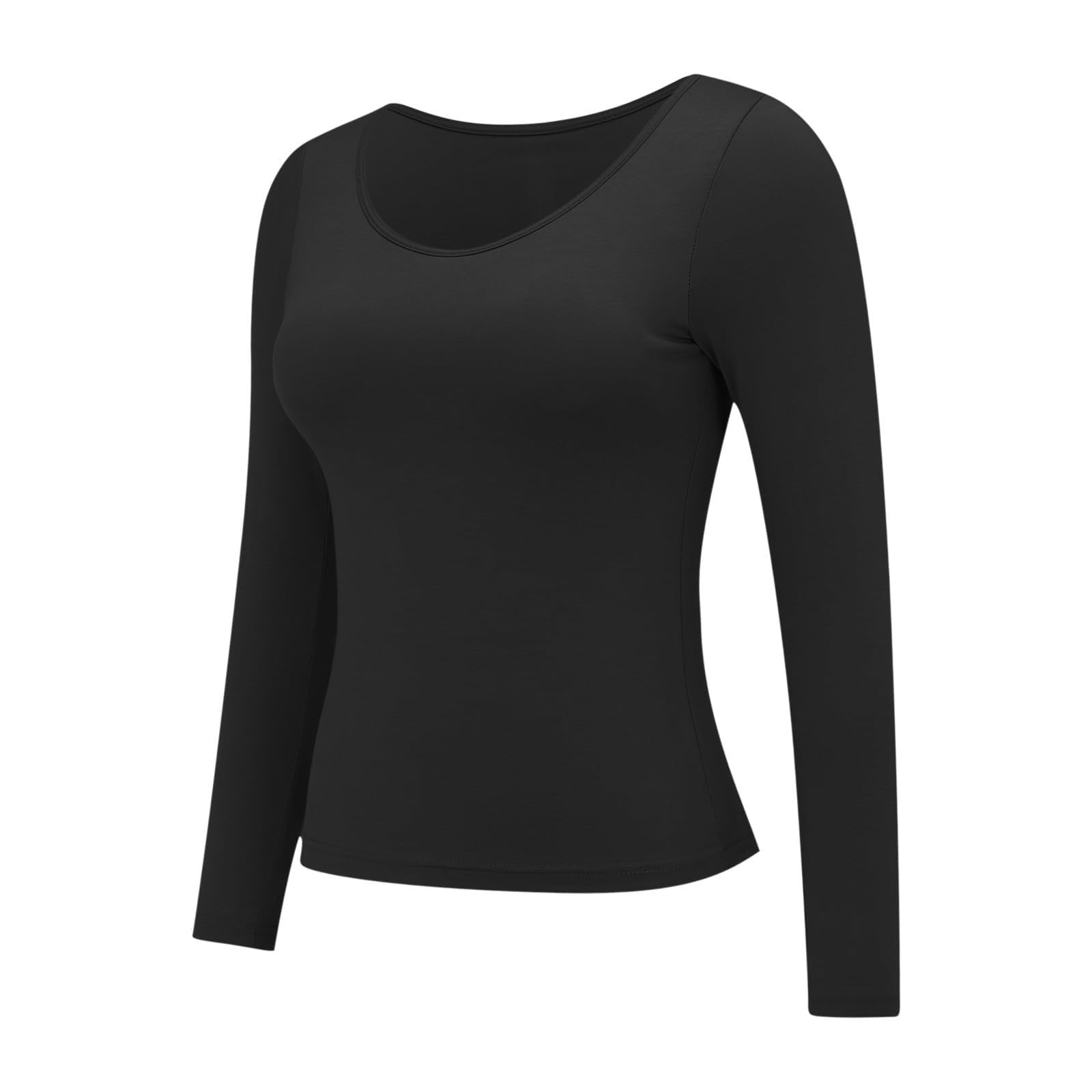 Camiseta con Sujetador Integrado para Mujer, Camisetas Acolchadas de Manga Larga, Blusas activas, Camisas Informales de Pijama Suaves para Entrenamiento Camiseta Mujer Graciosa