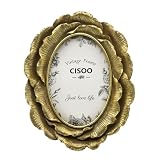 CISOO 4x6 Vintage Oval Picture Frame, Antique Gold Ornate Flower Photo Frame, for Tabletop and Wall Display, Decorative Floral Retro Home Decor, Photo Gallery Art
