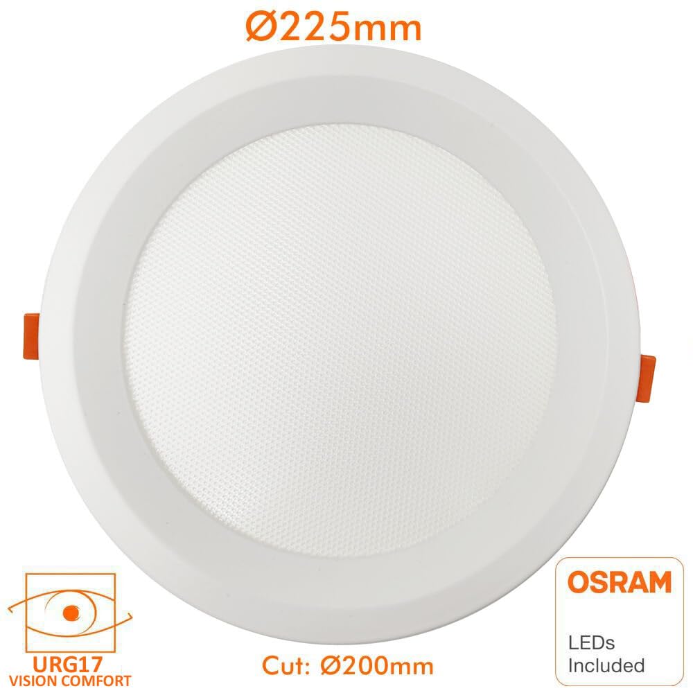 FactorLED Pack x3 Downlight LED Techo Empotrable Circular, 225mm 24W (300W), Panel Redondo Empotrado, URG17, Potencia Regulable, Luz Seleccionable 3000K-4000K-5700K (CCT) (3, Ø225mm)