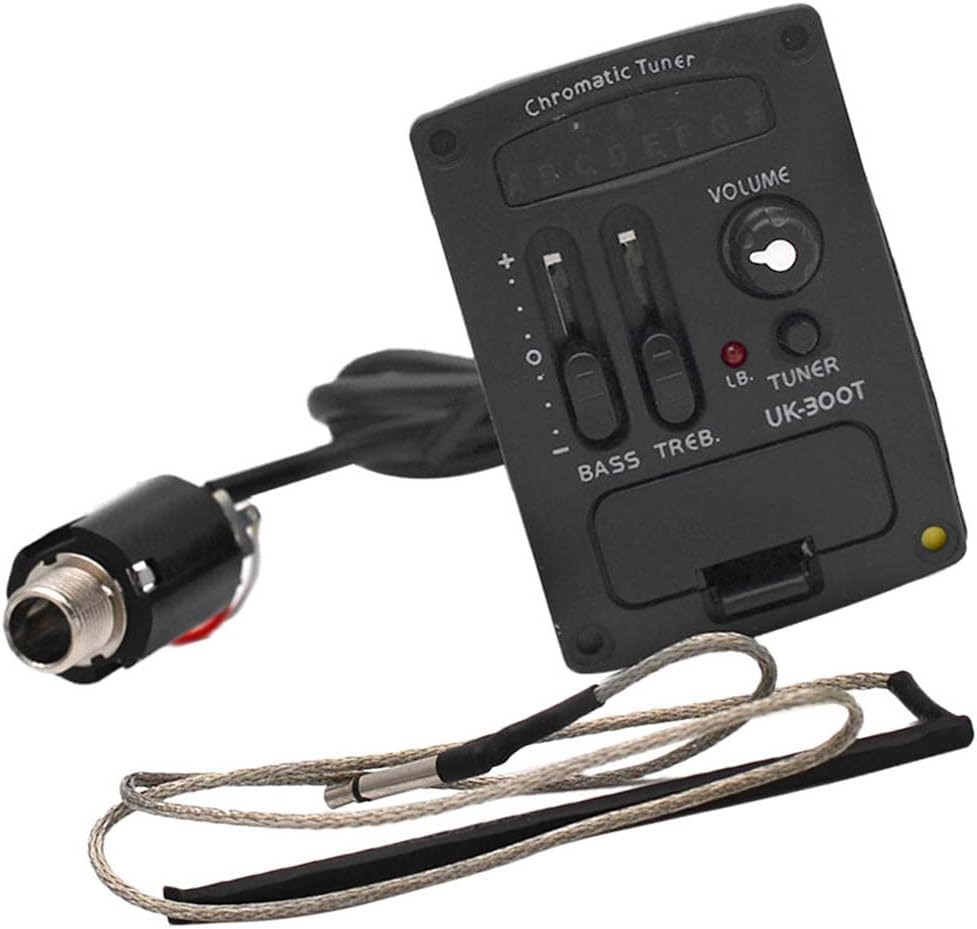 KESOTO UK-300T 2 Band EQ Piezo Pickup Ukulele Chromatic for Ukulele Parts, Black, 53cm
