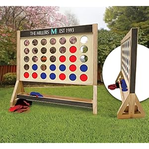 Dr. Penny Pincher Southern Rustic Custom Personalized Family Name 4 in a Row Giant Wooden Game Set, Jumbo 4 Connect Family Fun Includes Choice of Color Discs + Carry Case