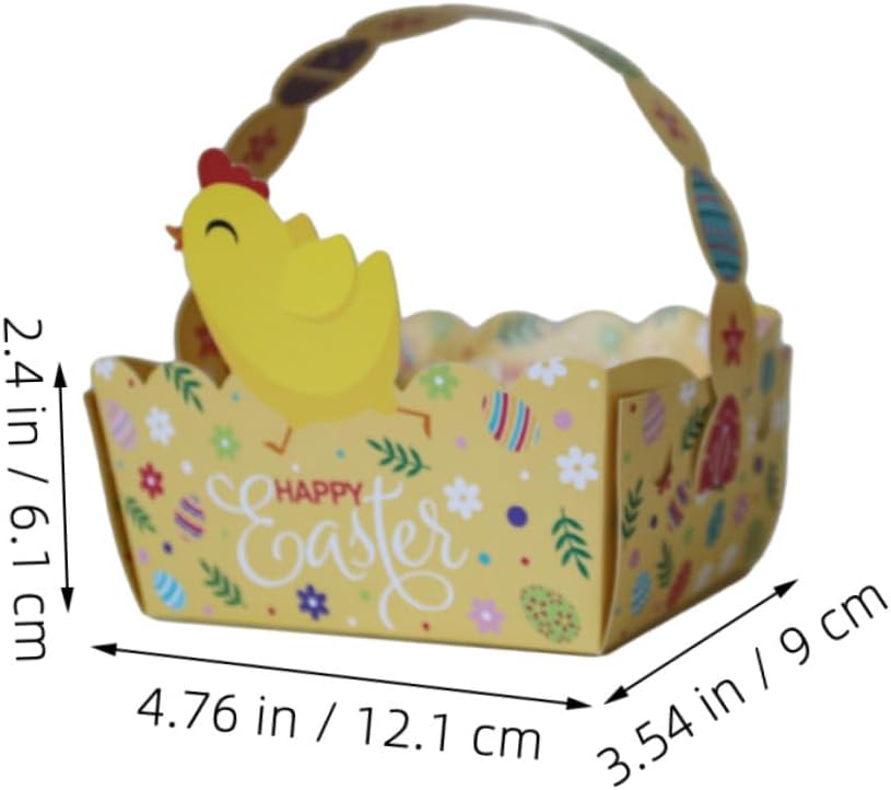 Yardwe 50pcs Yellow Paper Candy Boxes Handheld Easter Basket Snack Containers DIY Packaging for Party Treats image 2