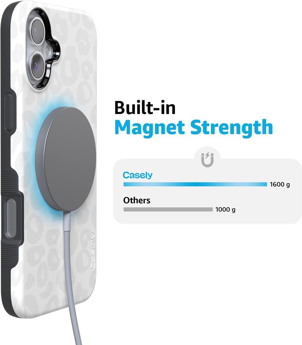 Casely iPhone 16 Case | Into the Wild | White Snow Leopard | Bold Protective Design | MagSafe Compatible Design