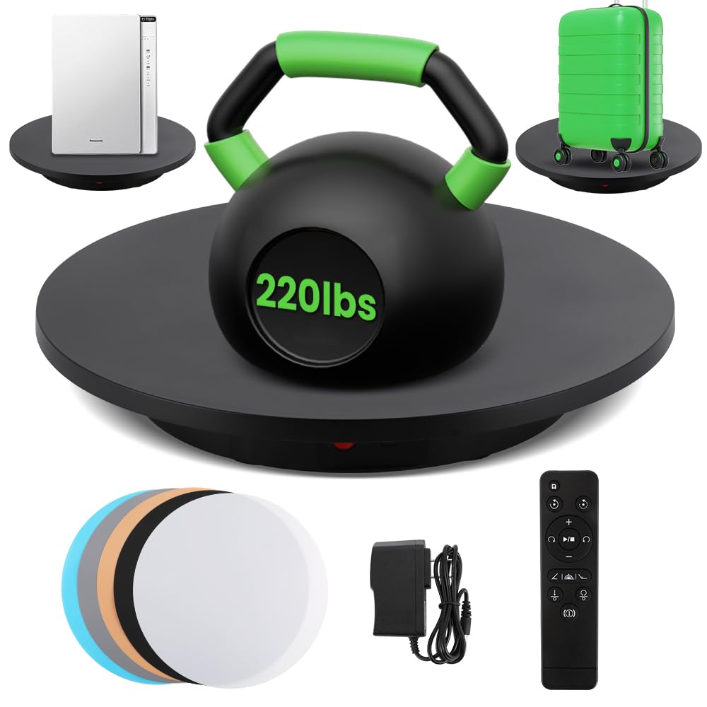 Flyrivergo Photography Turntable 16.5inch/220lb Motorized Rotating Display Stand 360 Degree with Remote Control Electric Turntable for Photo or Video,