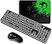 Price comparison product image Rechargeable Wireless Keyboard and Mouse Combo Water Resistance 2.4GHz White Backlit and Wireless Soundless Mouse with Nano USB Receiver for Laptop PC Mac (Black)