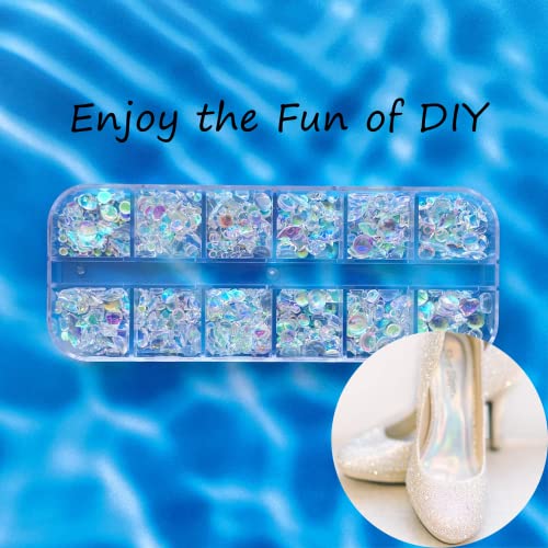 Jodie 750 Pcs 3D Nail Charms Aurora Rhinestones For Nails Mix Shapes Crystals Clear Ab Shiny Color Gems Design Multi Sized Diamonds Art Decoration Diy Jewelry Crafts Accessories Box, Clear,Random #TOP6