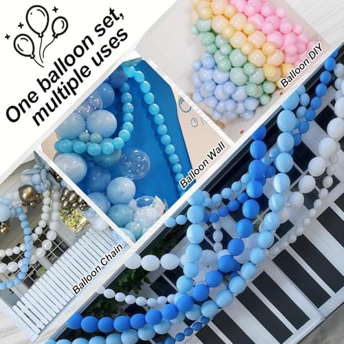 Image of Light Blue Linking Balloons, 60PCS 6 Inch Small Baby Blue Quick Link Balloons for Making Balloon Wall Heart Arch, Tails Balloon for Wedding Birthday Baby Shower Engagement Graduation Party Decorations