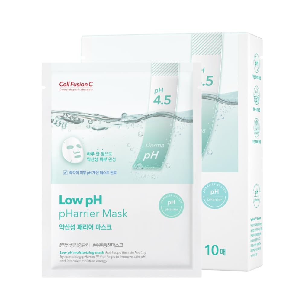Cell Fusion C Low pH pHarrier Mask 10ea, Moisturizing & Soothing Sheet Mask, Panthenol and Ceramide