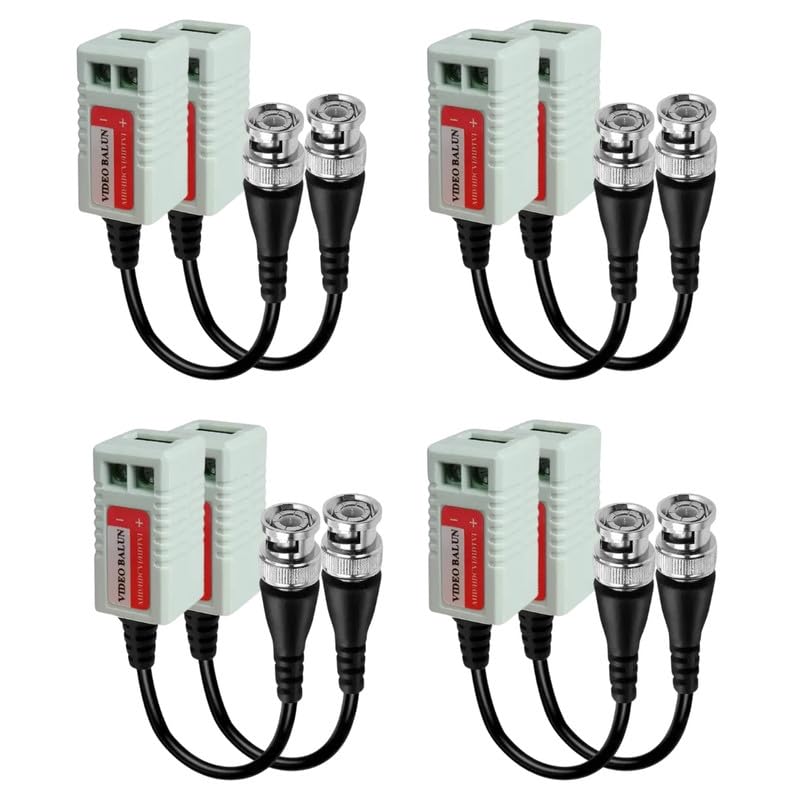 Image of COOLCOLD Video Balun, Mini CCTV BNC Transceiver With Pigtail, Coax to UTP Cat6 Connector HD 720P 1080P, Video Passive Balun for HD-TVI /CVI /AHD /Analog /960H Camera (4 Pair)