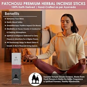 Patchouli Incense Sticks 250 Grams Approx 135 Premium Incense Stick Incense Holder Lasts 60 Minutes Ideal for Meditation Yoga Spiritual Healing Prayers Aromatherapy