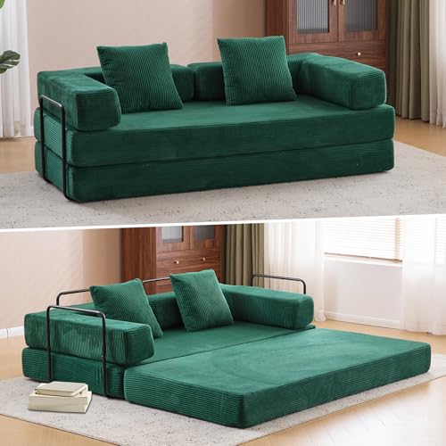 Catálogo de Sofa Moderno al mejor precio. 44 Keainvren Sofá cama plegable, cama convertible, sofá de pana con almohadas, sofá plegable, sofás de futón, colchón plegable de espuma viscoelástica (verde oscuro)