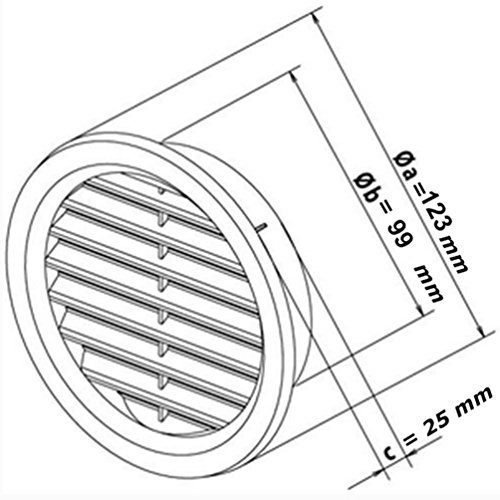 Kunststoff Lüftungsgitter Rund – Mit Flansch, Insektenschutz, Deckmaß 144 Mm (VM125), Für Innen & Außen, Bis 45°C, ASA Kunststoff