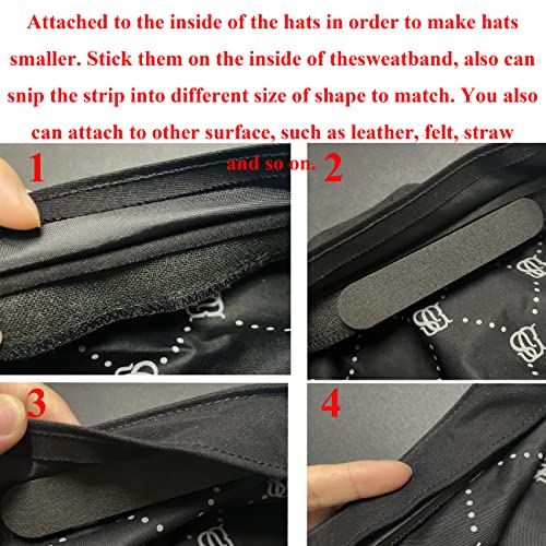 monochef 30pcs Hat Size Tape Hat Size Reducer Inserts Liner Foam Reducing Sizing Tape Sizer Self Adhesive for Hats Caps Make Smaller Sweatband Black White4