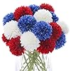   Kimuras-Cabin-21Pcs-Fake-Ball-Flowers-4th-of-July-Artificial-Chrysanthemum-Flowers-Fake-Mums-Flowers-Memorial-Day-Home-Decor-Table-Centerpieces-DIY-Patriotic-Decor-FlowersRed-White-Blue