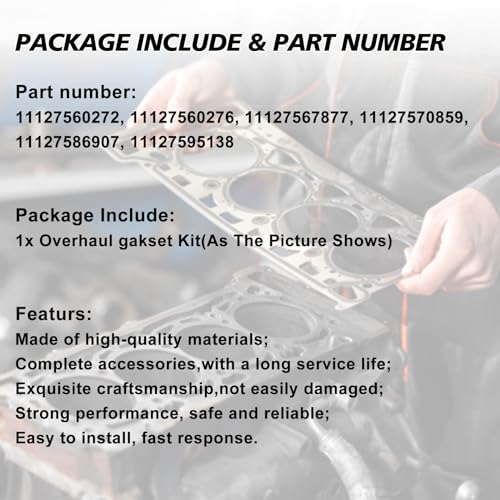 Image of 11127595138 11127586907 Engine Rebuild Overhaul Gaskets Seals Kit Fits for 116i F20 F30 MINI Cooper S R55 R56 R57 R58 N13 N18 1.6L Engine Aftermarket Parts