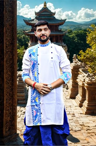 Image of Pure Cotton Full Sleeves Kurta with dupion silk Dhoti pant set (701)