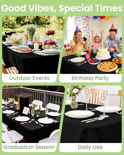 Image of LANLISA 4 Pack Black Plastic Tablecloth Disposable, 54 x 108 Inch