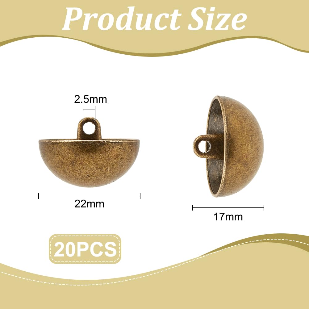 UNICRAFTALE 20Pcs Metal Mushroom Domed Buttons Round Sewing Buttons Shank Button Half Round Coat Sewing Button Dome Mashroom Shank Buttoning for DIY Sewings Clothing Coats Home Clothes Project - Image 3