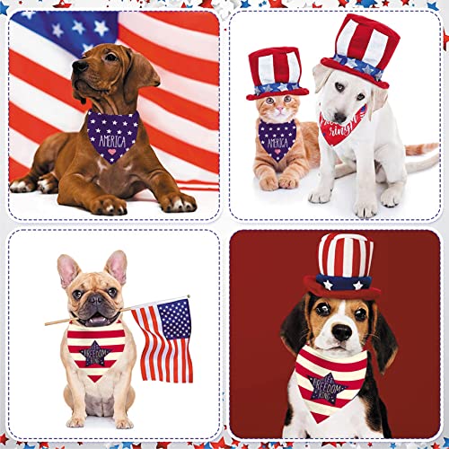Patriotic Dog Bandanas Puppy Scarf - 4Th Of July American Flag Dog Outfits - 2 Pcs Adjustable Triangle Double-Layer Reversible Independence Day Pet Bandanas For Small Medium Large Dogs #TOP4