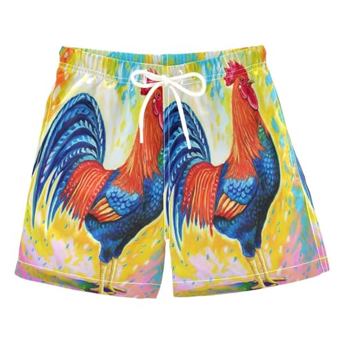 Kids Swimming Shorts, Baby Swim Trunks 2t, Painting Rooster Colorful